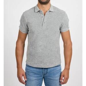 NEW MONFRERE pierce towel terry polo shirt in light grey